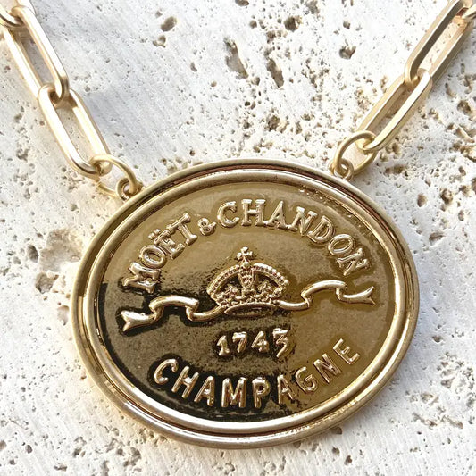 Champagne French Coin Statement Necklace