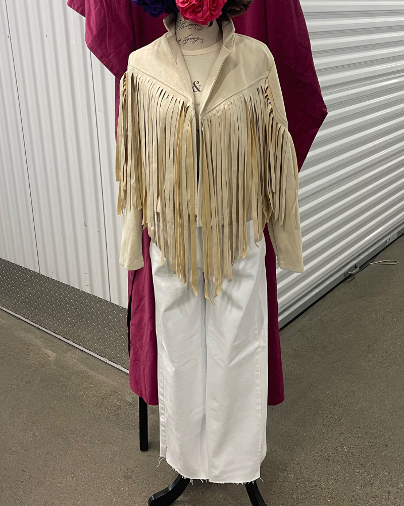 Long Sleeve Faux Suede Tassel Jacket