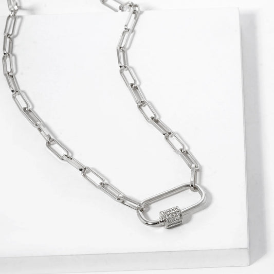 Silver Carabiner Chain Necklace