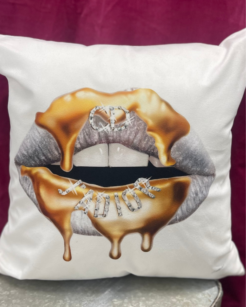 Fashion Chic Gold Lip Pillow