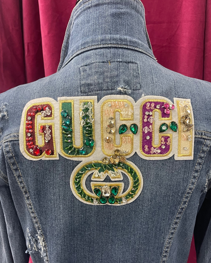 Denim Upcycled Luxe GG Jacket with studs