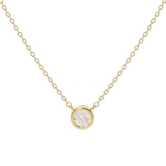 Gold Plated Round Brilliant Cut Necklace