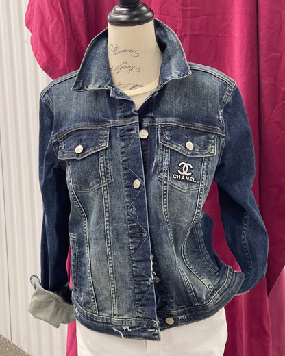 Denim Upcycled Luxe Embellished CC Jacket