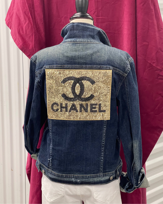 Denim Upcycled Luxe Embellished CC Jacket