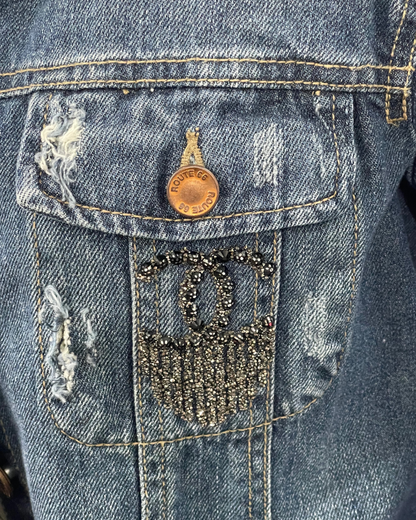 Denim Upcycled Luxe Black CC + Skull Jacket