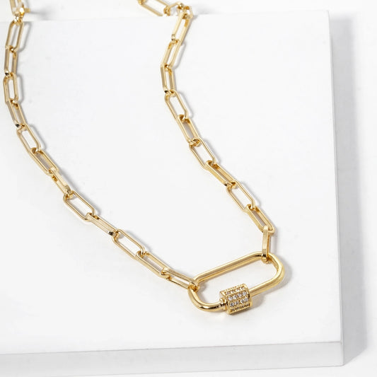 Gold Carabiner Chain Necklace