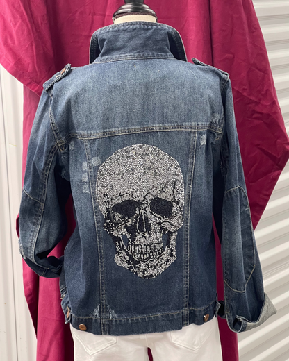 Denim Upcycled Luxe Black CC + Skull Jacket