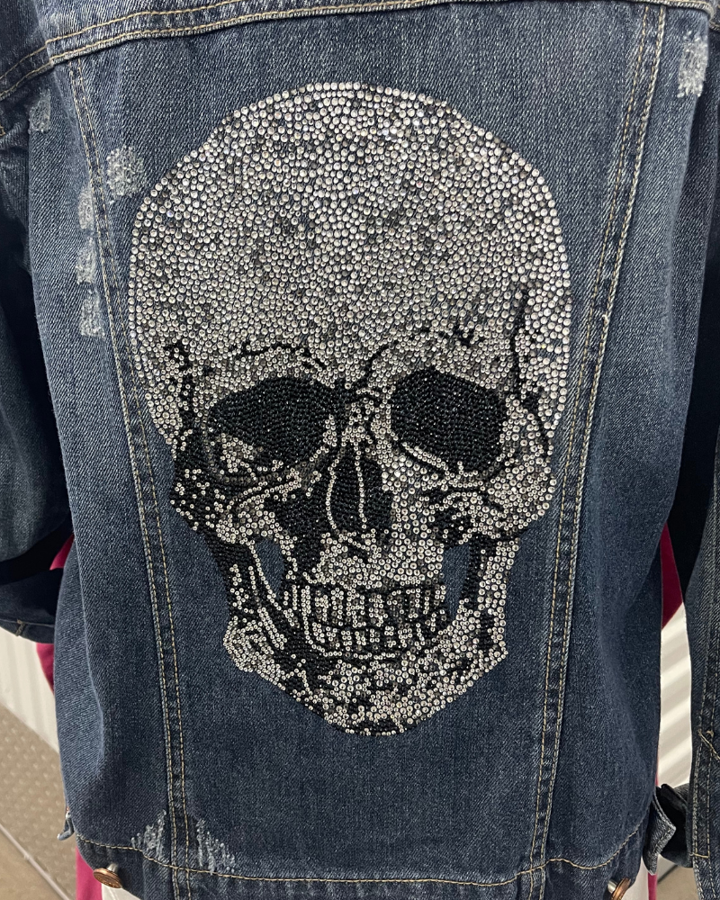 Denim Upcycled Luxe Black CC + Skull Jacket