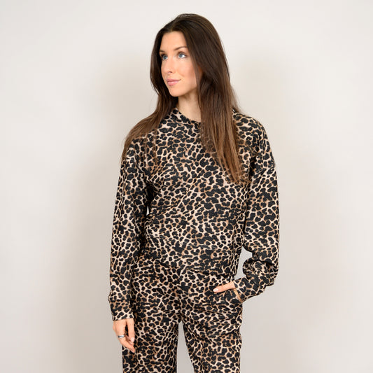 Leopard Print Long Sleeve Scuba top