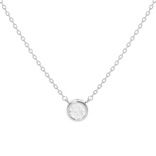 Silver Plated Round Brilliant Cut Necklace