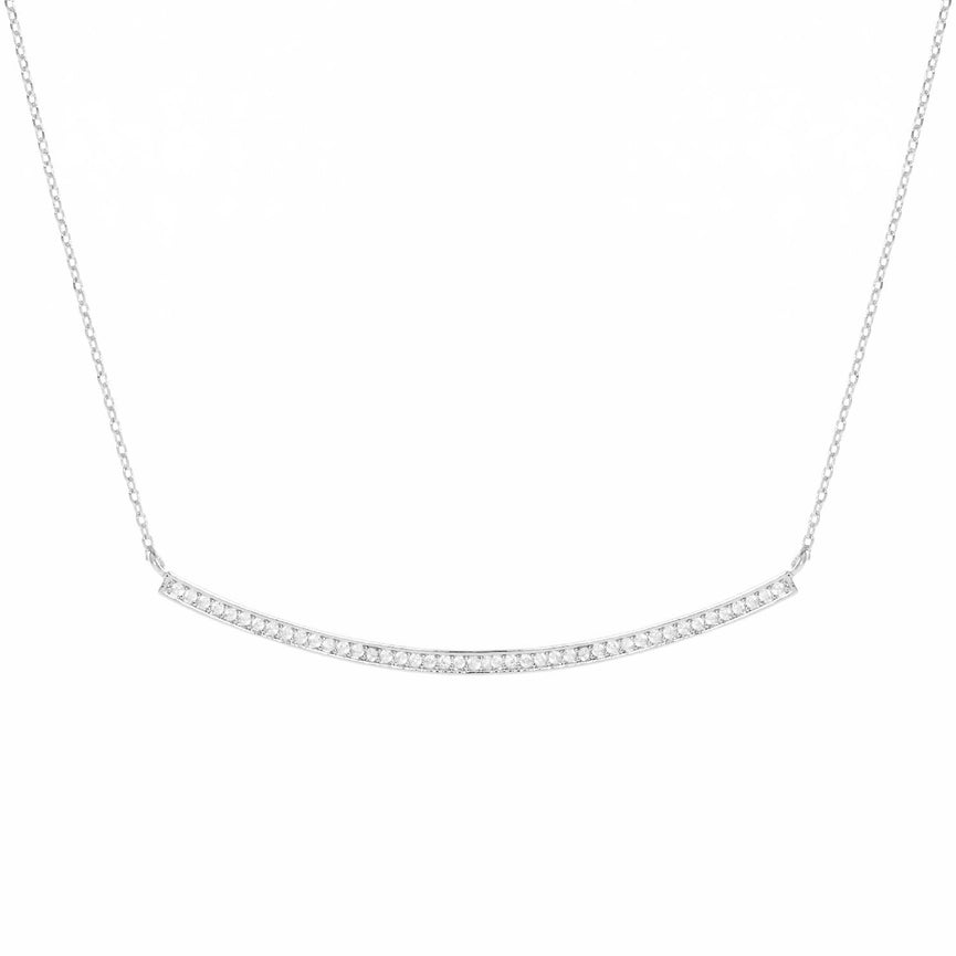 Silver Pave Curve Bar Necklace