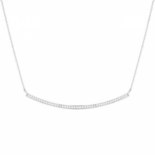 Silver Pave Curve Bar Necklace