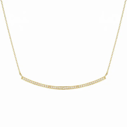 Gold Pave Curve Bar Necklace